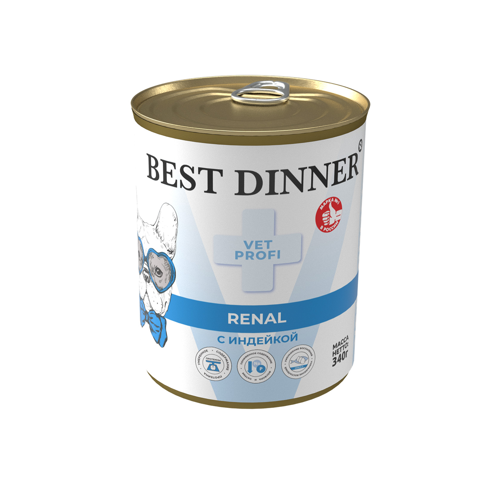 Best Dinner Вет Профи для собак - Конс BD Renal с индейкой Влажный диет. корм для собак 0,34кг