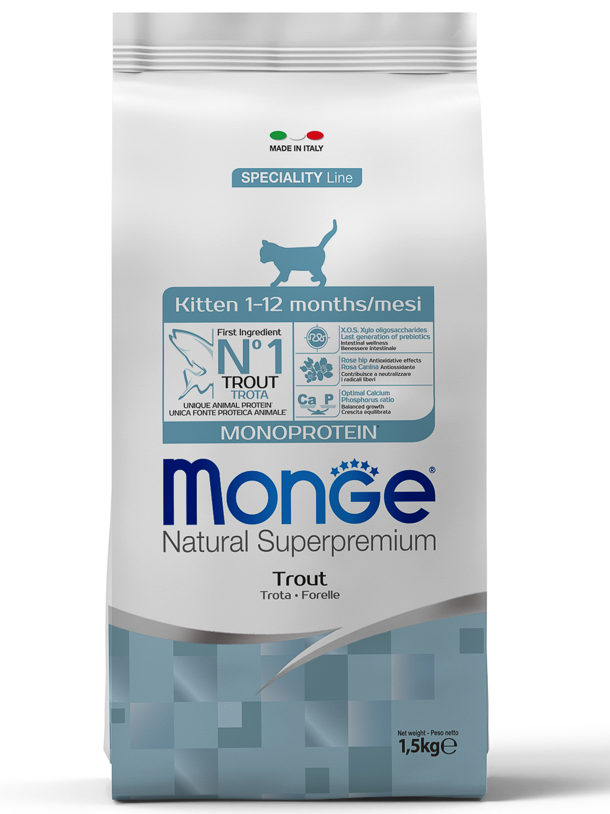 Сухой корм Monge Cat Speciality Line Monoprotein для котят и беременных кошек, из форели 1,5 кг
