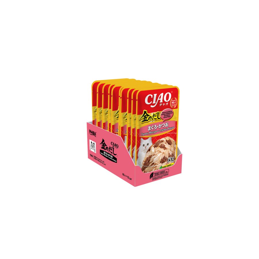 Влажный корм CIAO Kinnodashi для кошек Тунец Магуро и тунец Кацуо, пауч, 60 г-24шт 2042391803622
