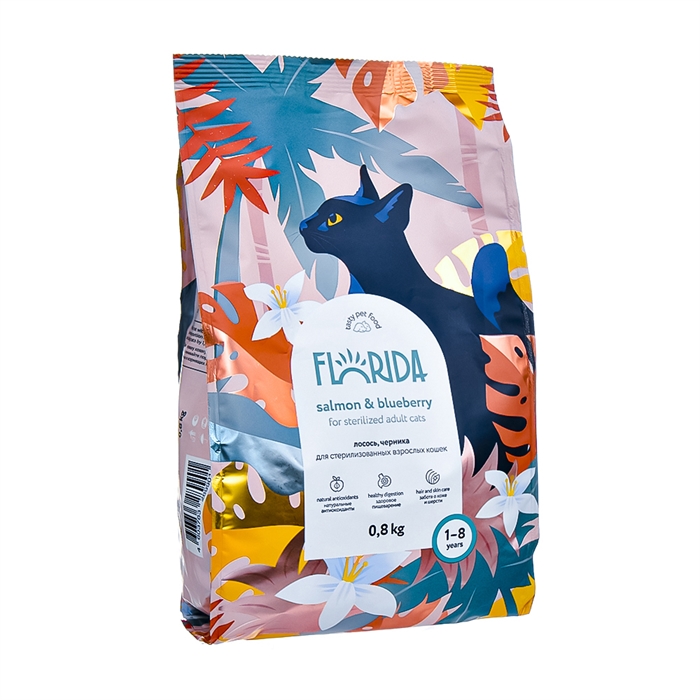 FLORIDA. Сухой корм для стерилизованных кошек с лососем 800 гр 4603763289901