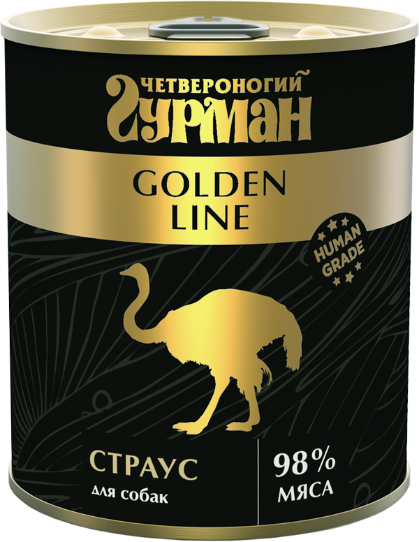 Консервы для собак "Четвероногий гурман" Golden line страус в желе, 340г