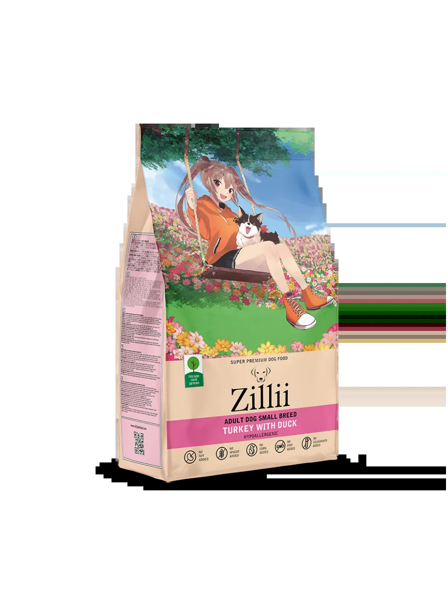 Zillii сухой корм для мелких собак с индейкой и уткой - 2 кг