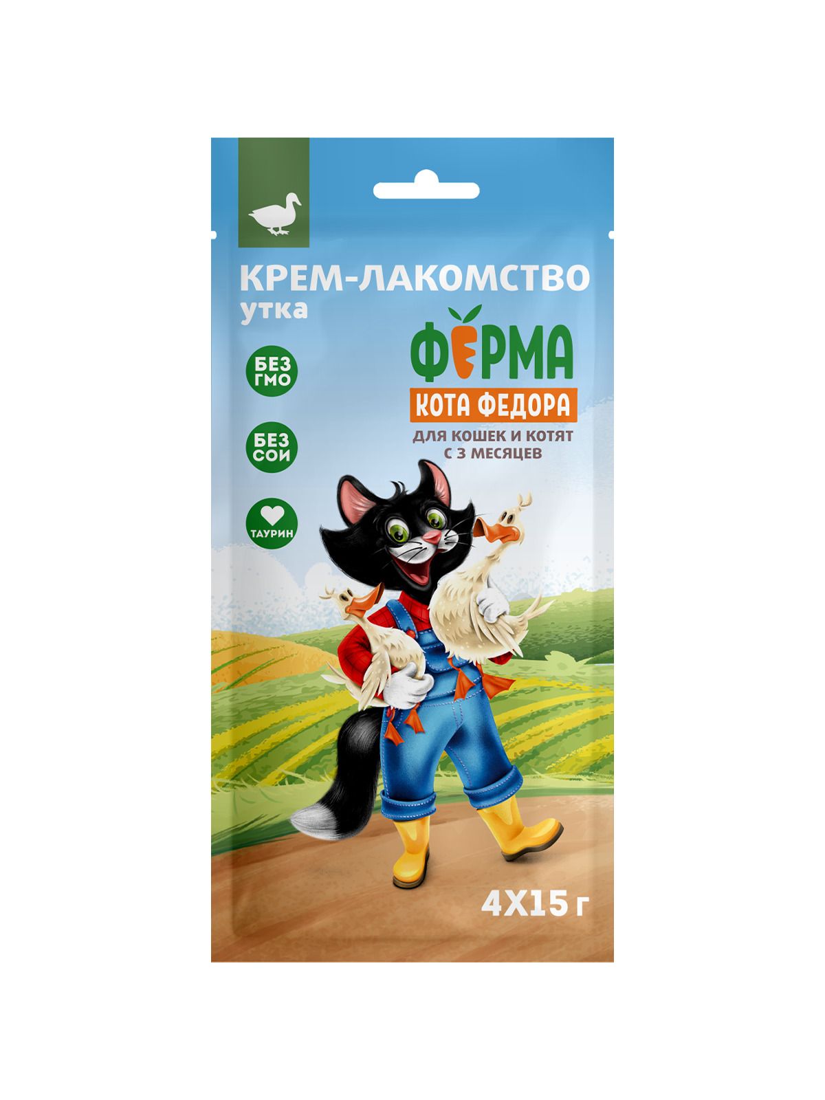 Ферма кота Федора  Крем-Лакомство  для кошек и котят с уткой 4 шт х 15 г