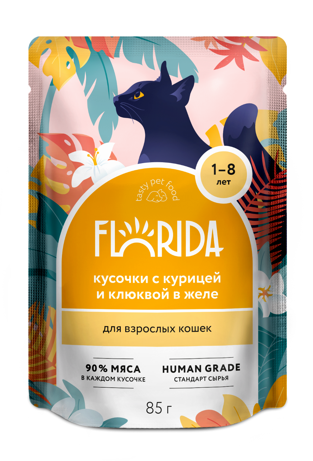 Florida Влажный корм взрослых кошек, с курицей в желе, 85г - 1шт 4640201677050 4606646455745