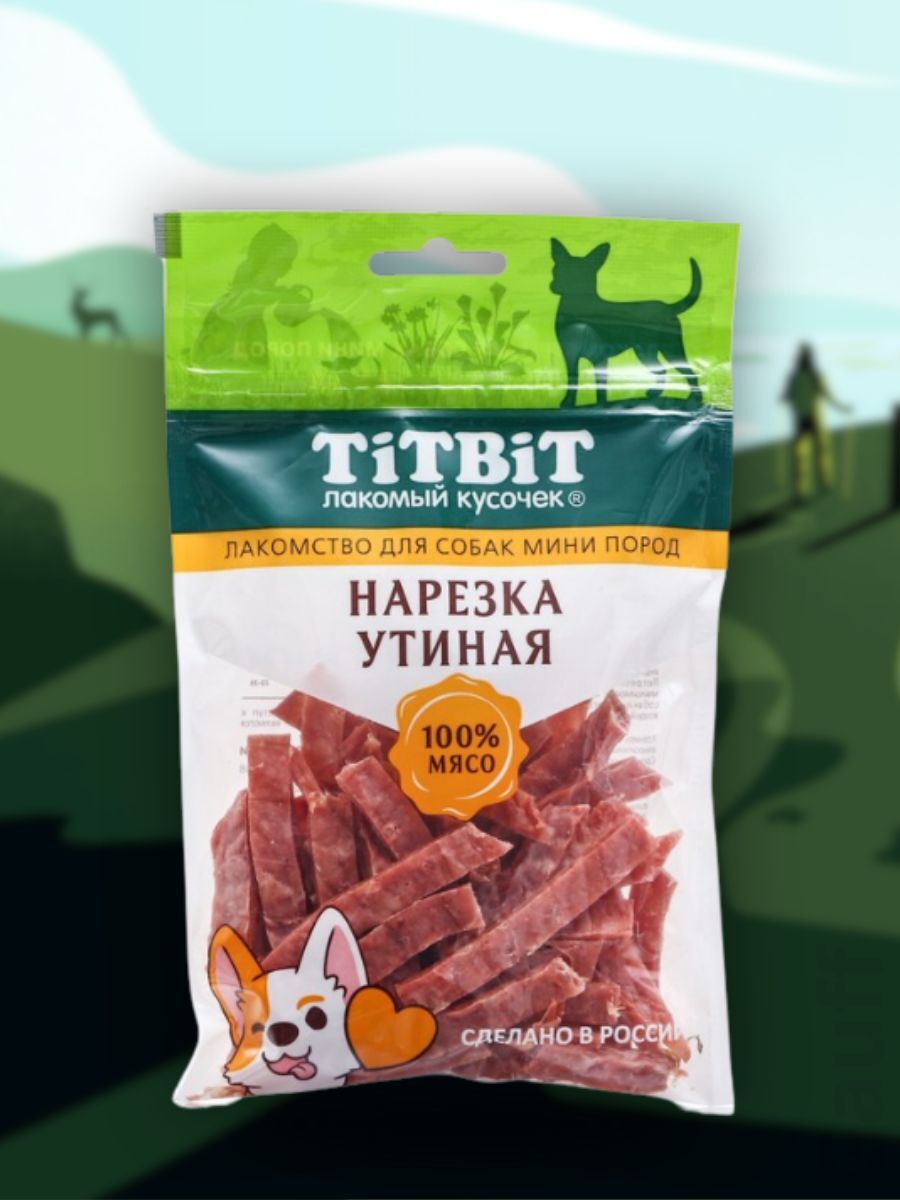 TiTBiT Лакомство Нарезка утиная для маленьких собак 70 гр 4690538024584