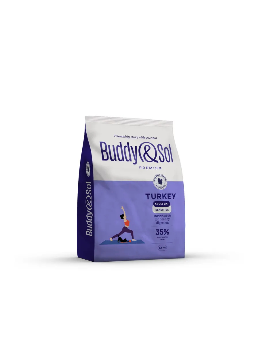 Buddy&Sol Сухой корм для кошек с чувствит. пищевар. с индейкой 0,4кг