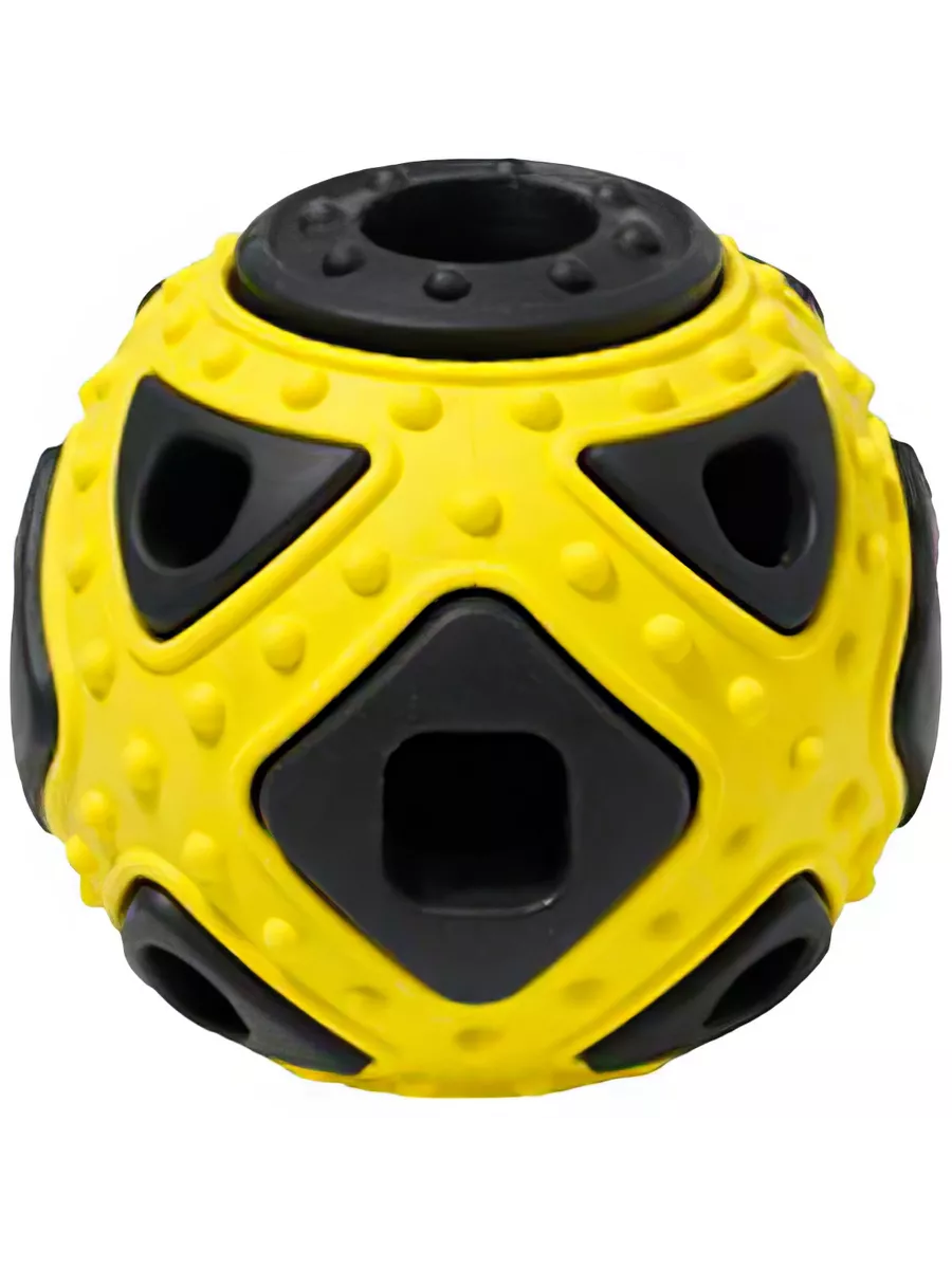 Игрушка для собак "HomePet Silver Series" мяч фигурный черно-желтый каучук Ф 6,4 см х 5,9 см