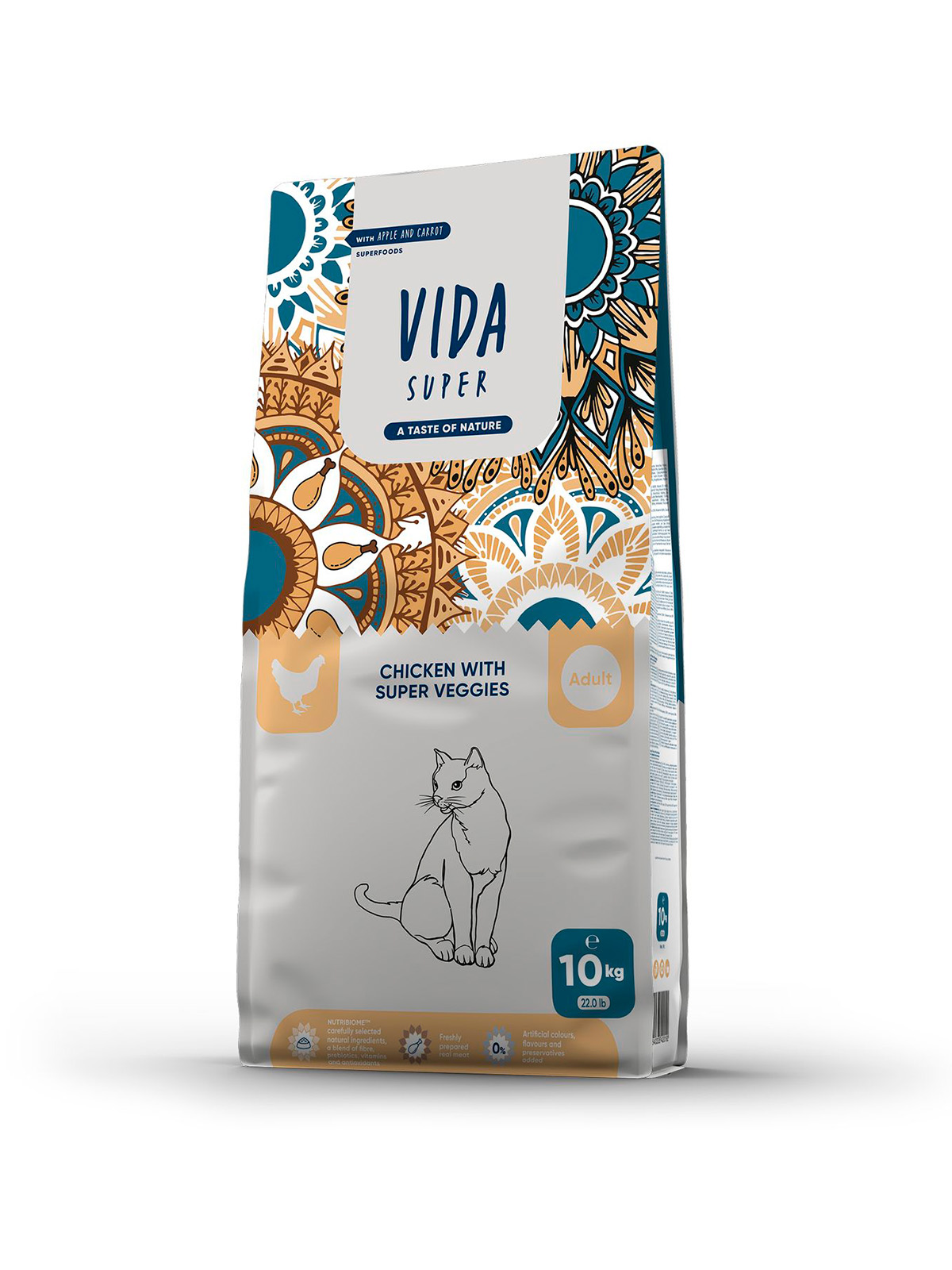 Сухой корм VIDA SUPER для для взрослых кошек из курицы с овощами 10 кг