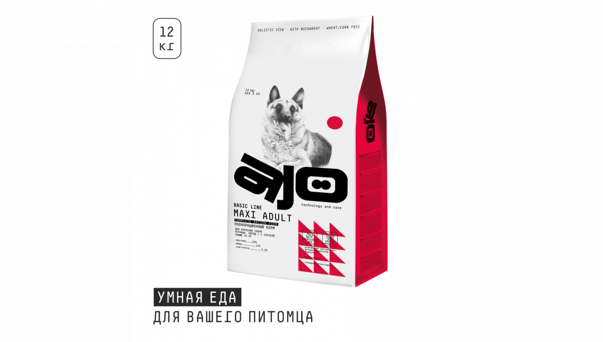 Ajo Сухой корм для собак крупных пород Maxi Adult с индейкой и олениной 12 кг 4630169560433