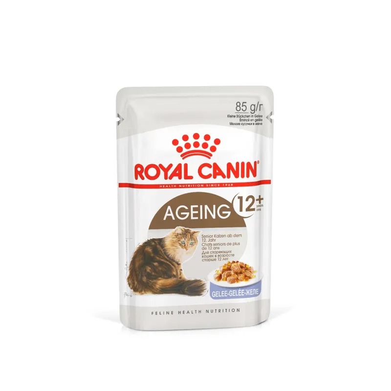 Royal Canin Ageing 12+ Влажный корм для стареющих кошек в возрасте старше 12 лет, мелкие кусочки в желе, 85гр