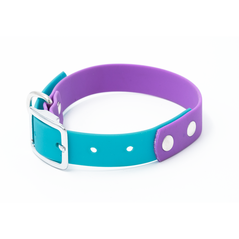 Ошейник из биотана S 20мм, 21-29 см голубой/фиолетовый  Моськи-Авоськи