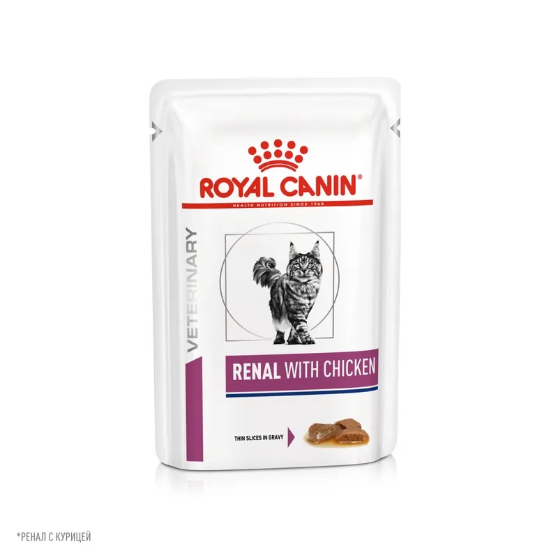 Royal Canin Renal влажный корм для кошек при почечной недостаточности кусочки с курицей в соусе 85гр