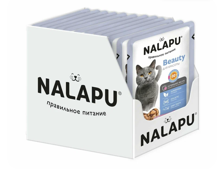 Nalapu Beauty Корм влажный для кошек с мясом форели в соусе 77г -12шт