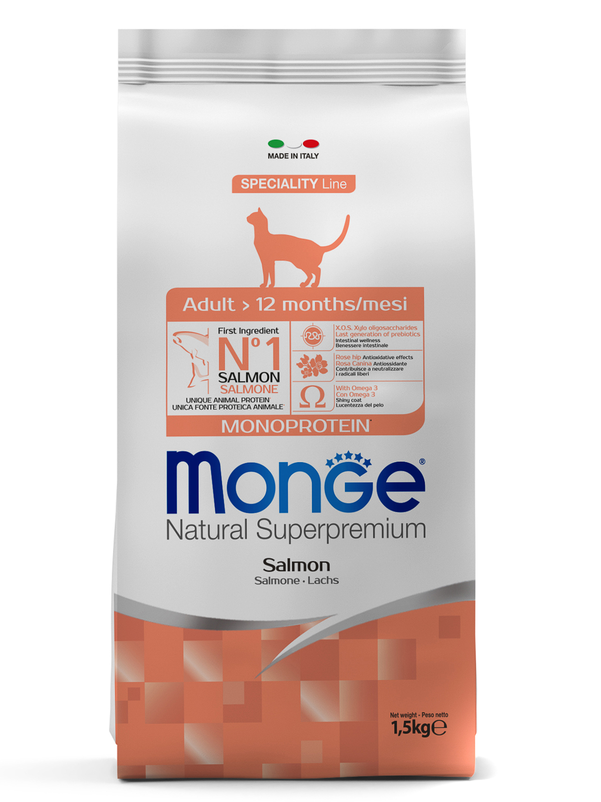 Сухой корм Monge Cat Speciality Line Monoprotein Adult для взрослых кошек, из лосося 1,5 кг