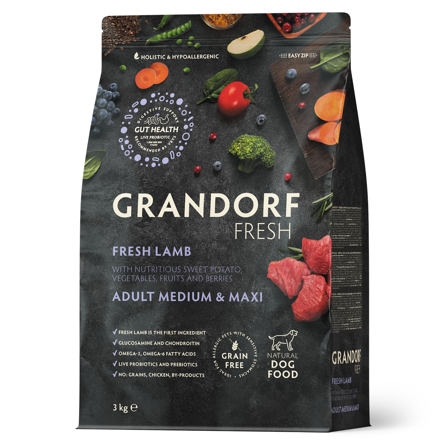 Grandorf Fresh Grandorf Сухой беззерновой корм для средних собак с ягненком 3 кг 5407007852864
