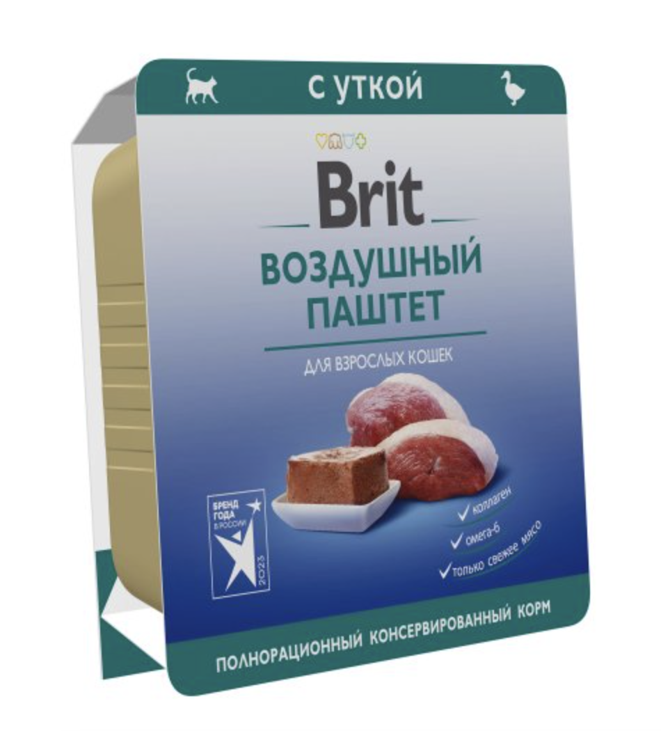 Brit Брит Воздушный паштет для взрослых кошек, утка, 100 г 5060955
