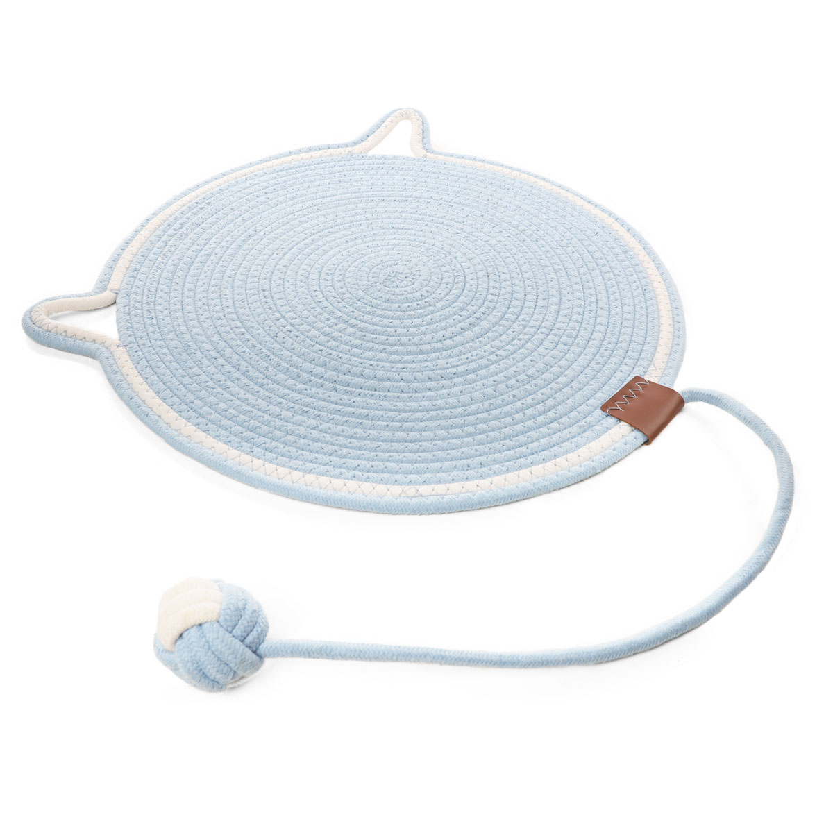 Triol Когтеточка-коврик из хлопкового шнура с шариком "Ушки", голубая, 400*400мм