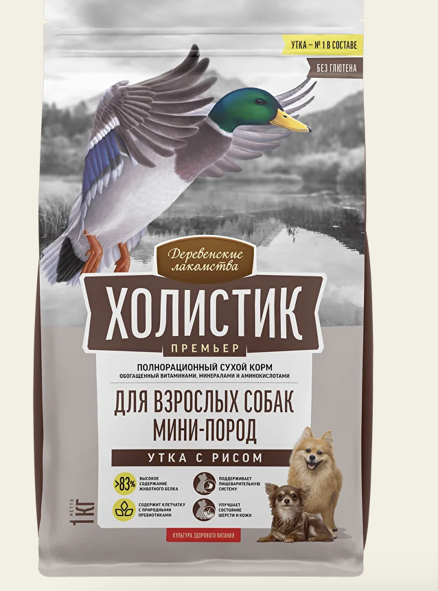 Холистик Премьер Сухой корм холистик для собак утка 1 кг 6921959213294