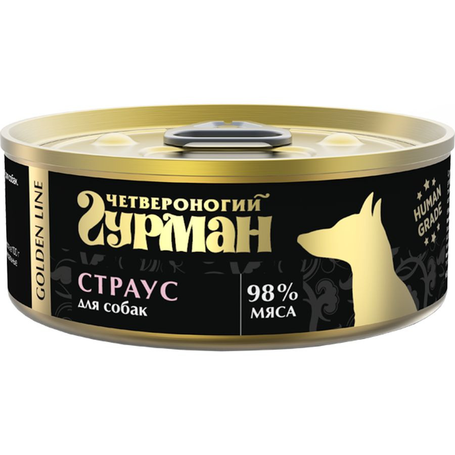 Консервы для собак "Четвероногий гурман" Golden line страус в желе, 100г