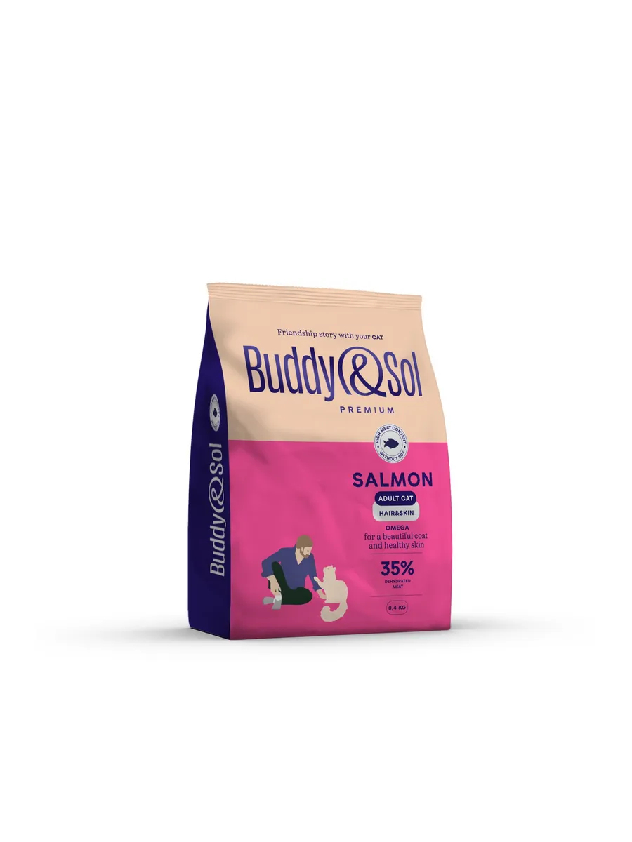 Buddy&Sol Сухой корм для кошек красивая кожа и шерсть с курицей 0,4кг