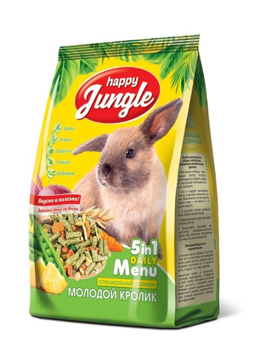 HAPPY JUNGLE Корм для молодых кроликов 400 г