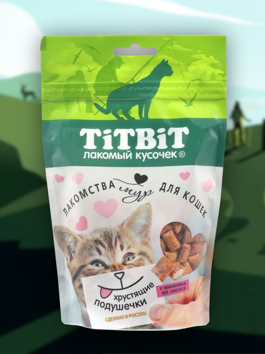 TiTBiT Лакомство подушечки для кошек с паштетом из лосося 100 гр 4690538022139