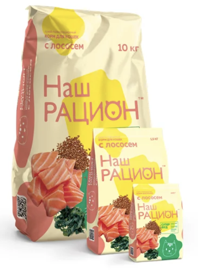 Наш Рацион Сухой полнорационный корм для кошек с лососем 400 грамм