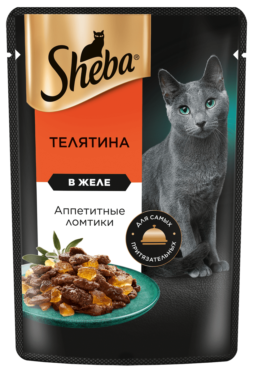 Sheba Влажный корм для кошек, c телятиной в желе, 75гр