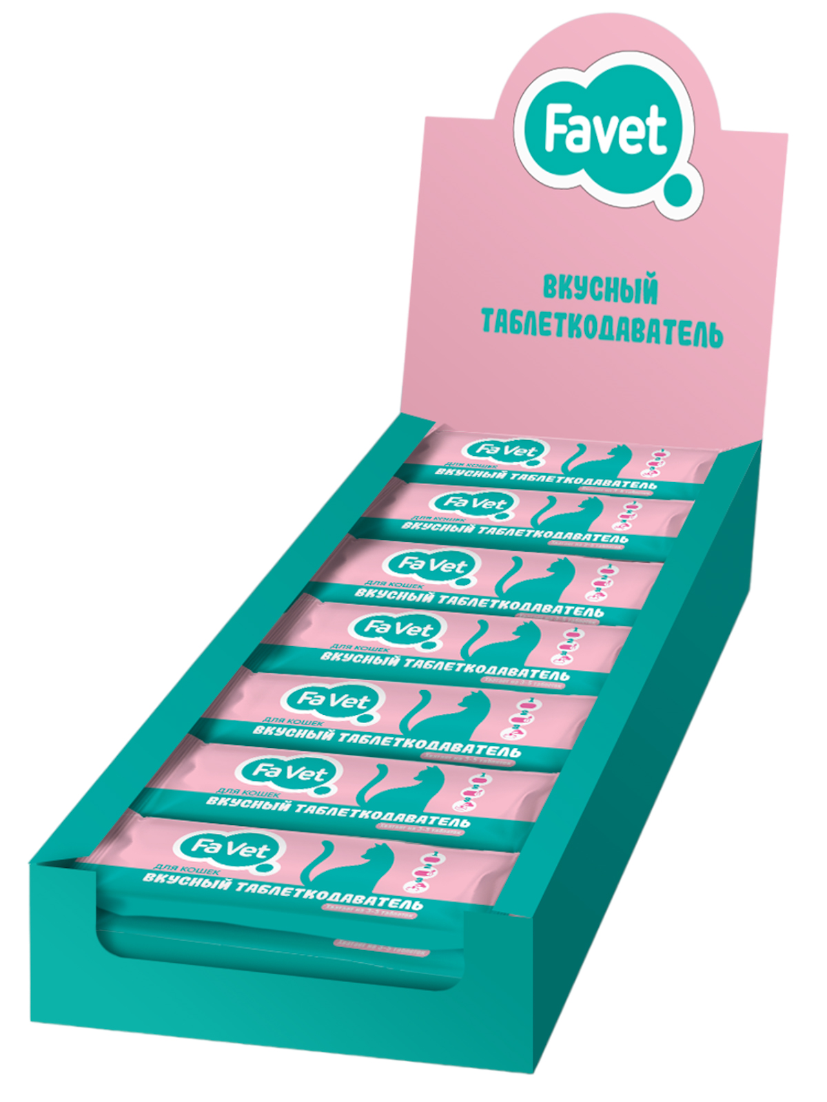 Favet Вкусный таблеткодаватель для кошек (14 шт.), шоу-бокс 4620202541017