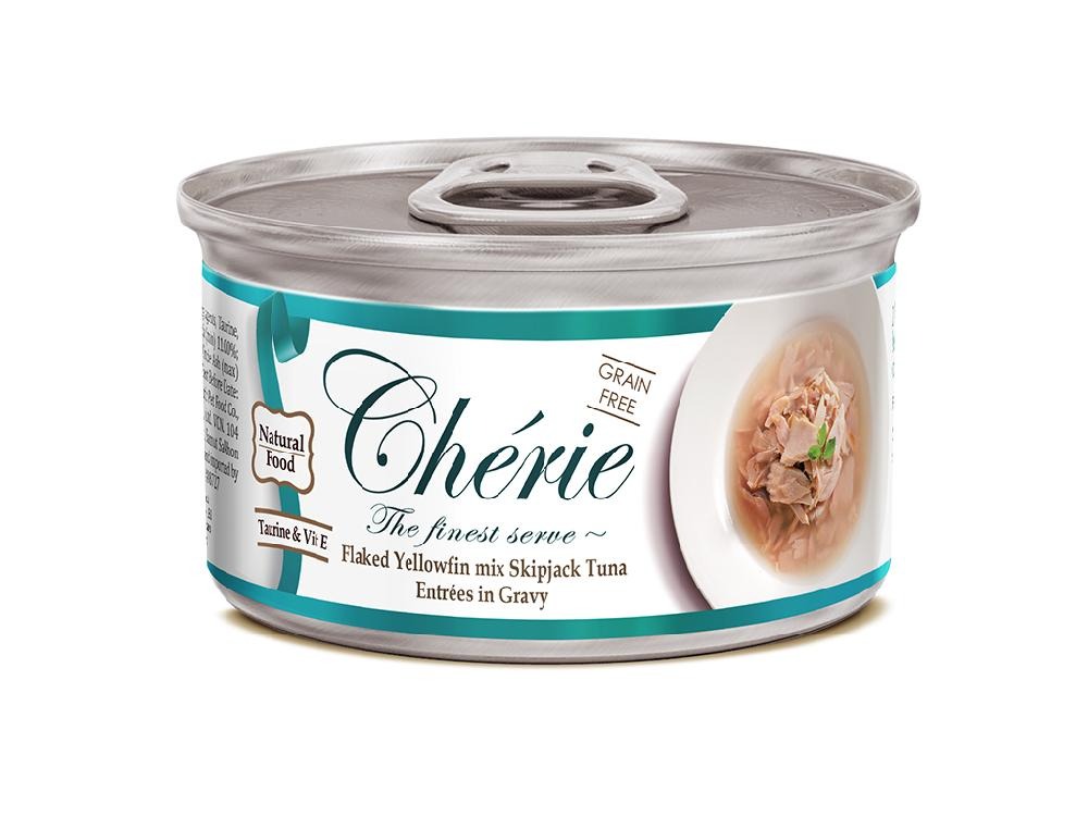 Pettric Cherie-ТУНЕЦ В ПОДЛИВЕ / Flaked Yellowfin mix Skipjack Tuna Entrees in Gravy, 80 г