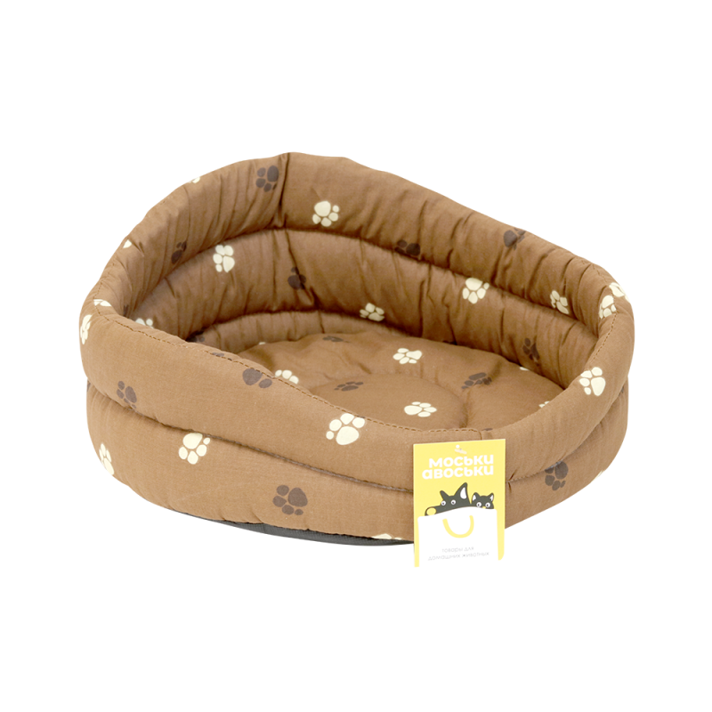 Моськи-Авоськи Лежанка круглая стёганая с подушкой (хлопок, периотек), 47,5*47,5*21,5, коричневая
