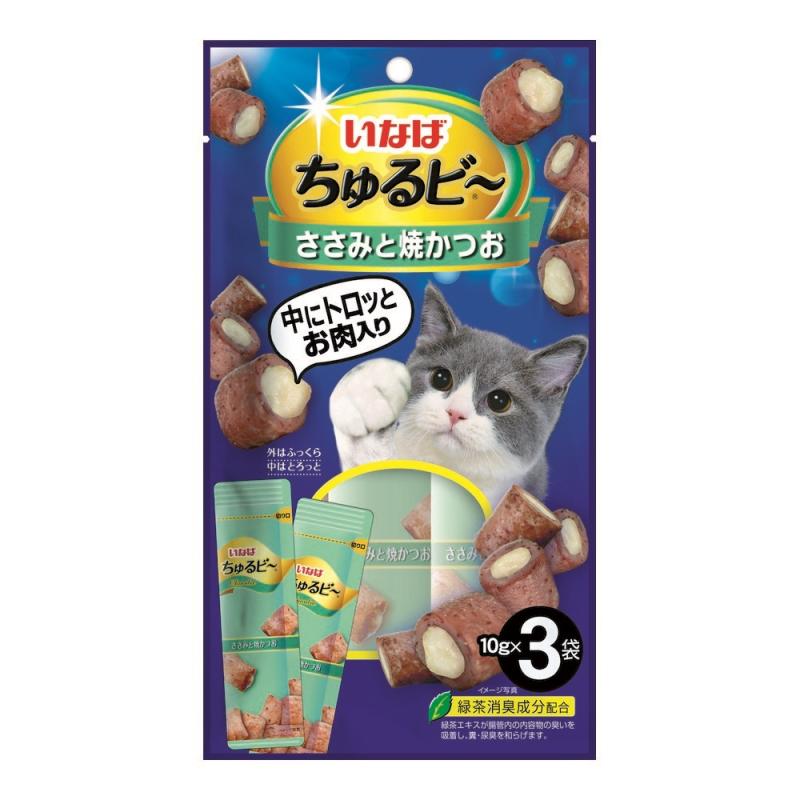 INABA CIAO Churu Bee Лакомство для кошек запеченные трубочки куриное филе и  тунец Кацуо 10г*3шт