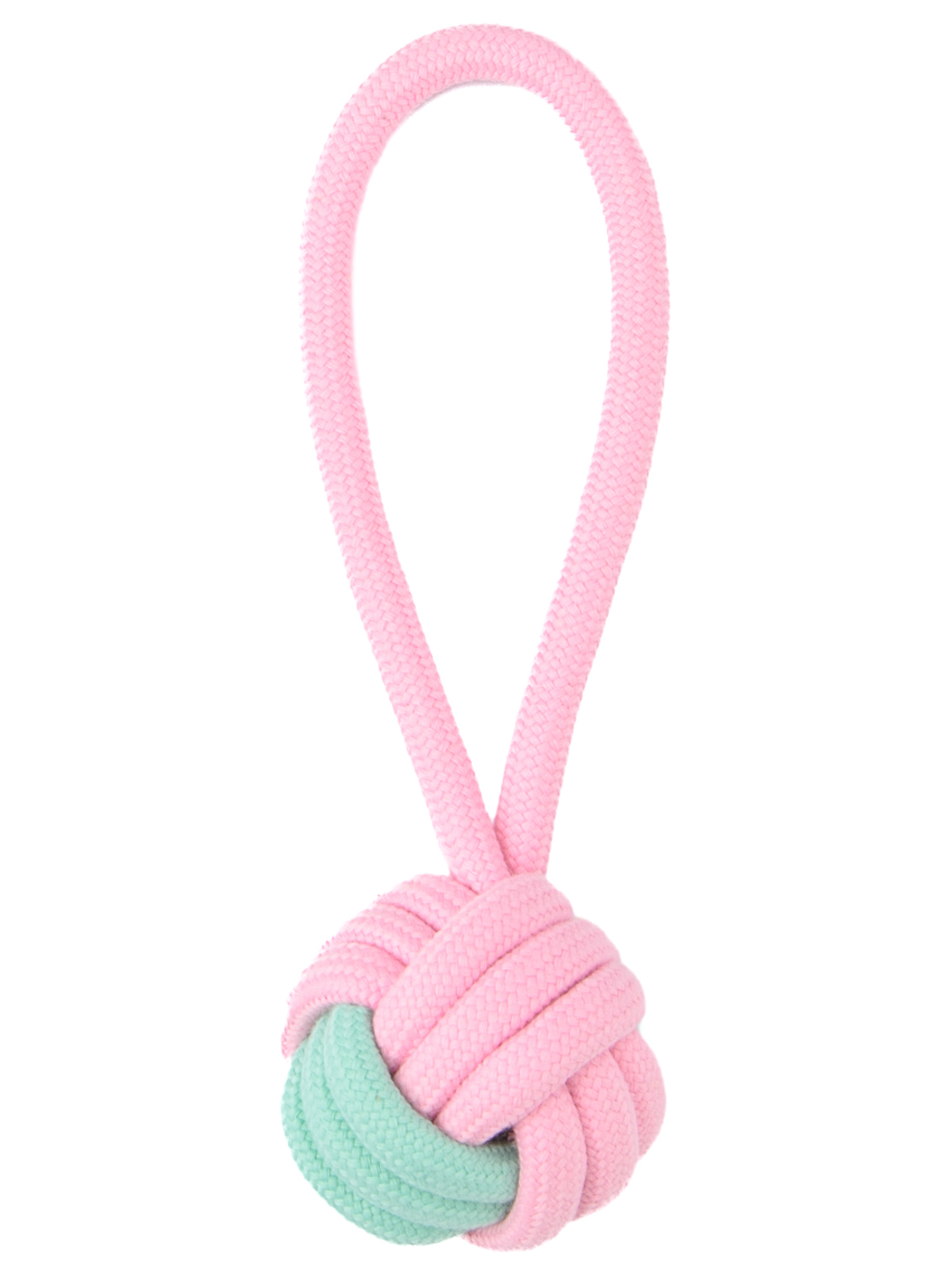 Игрушка Mr.Kranch для собак Мяч из каната на кольцевом шнуре 15*5 см розовая с голубым (35002)