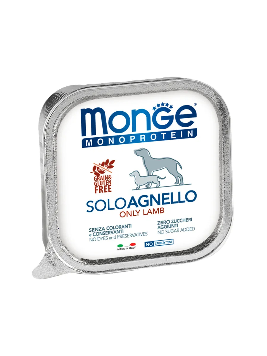 Влажный корм Monge Dog Monoprotein для собак, паштет из ягненка, консервы 150 г