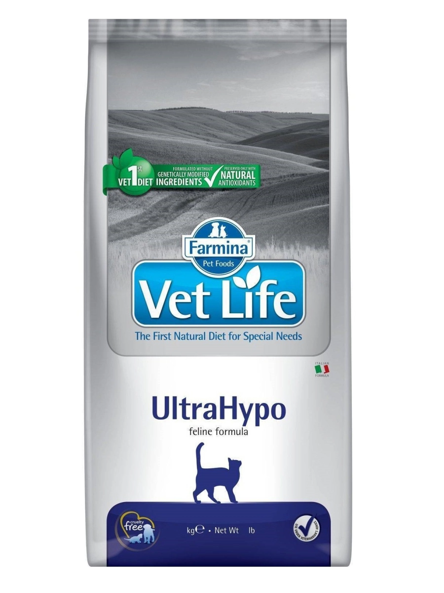 FARMINA Vet life UltraHypo Сухой корм для кошек, при аллергии, 2 кг