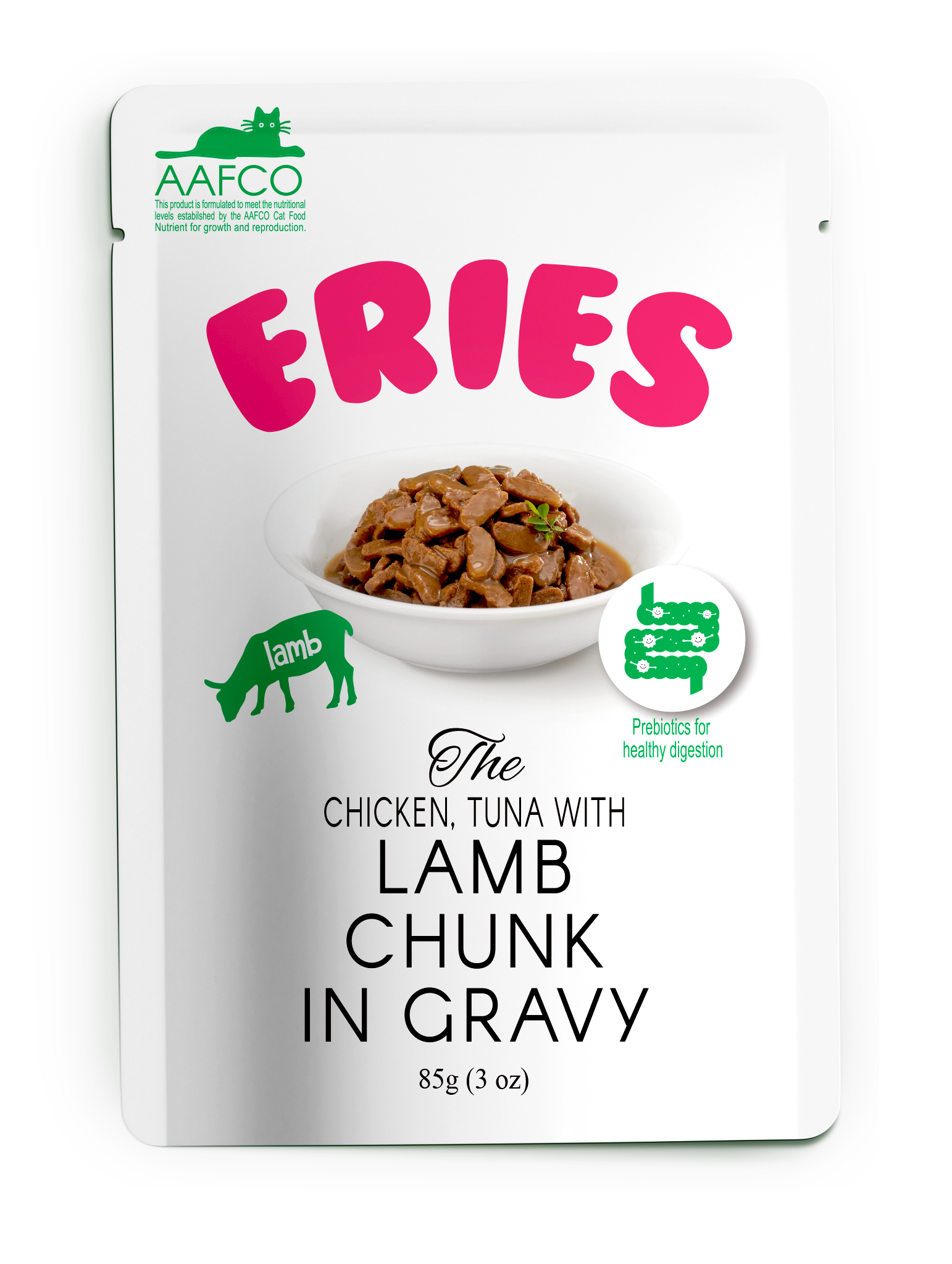 Петтрик Паучи Pettric ERIES - Ягненок с тунцом и курицей кусочки в соусе/Chicken, Tuna with Lamb chunk in gravy, 85 гр