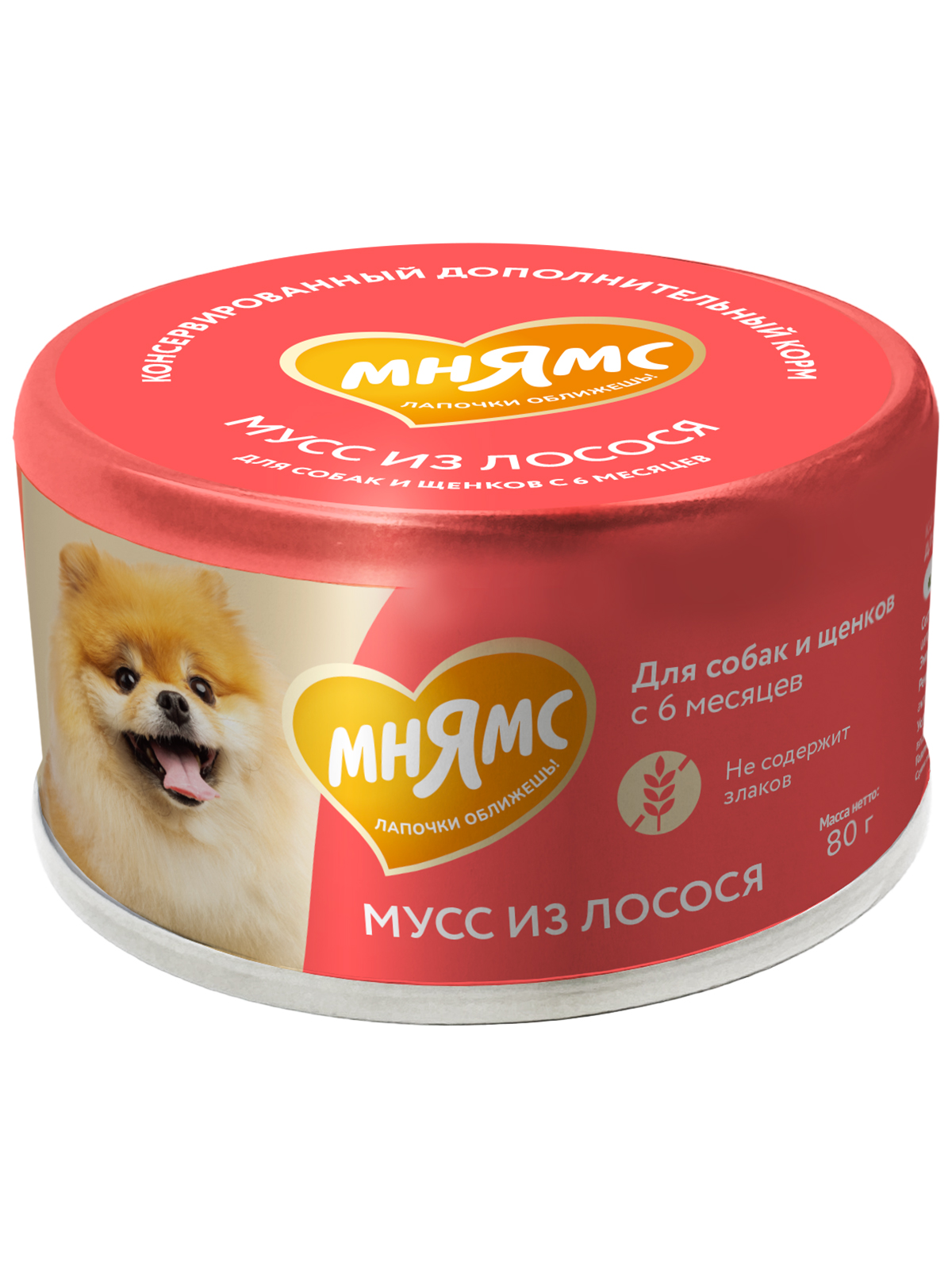 Влажный дополнительный корм Мнямс На каждый день Мусс из лосося для собак и щенков старше 6 месяцев 80 г