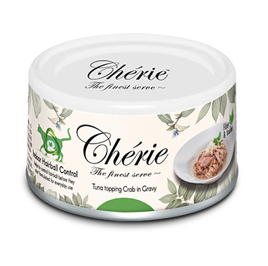 Pettric Петтрик Консервы Cherie - Hairball Control/ТУНЕЦ С МЯСОМ КРАБА В ПОДЛИВЕ/Tuna topping Crab in Gravy 80 г
