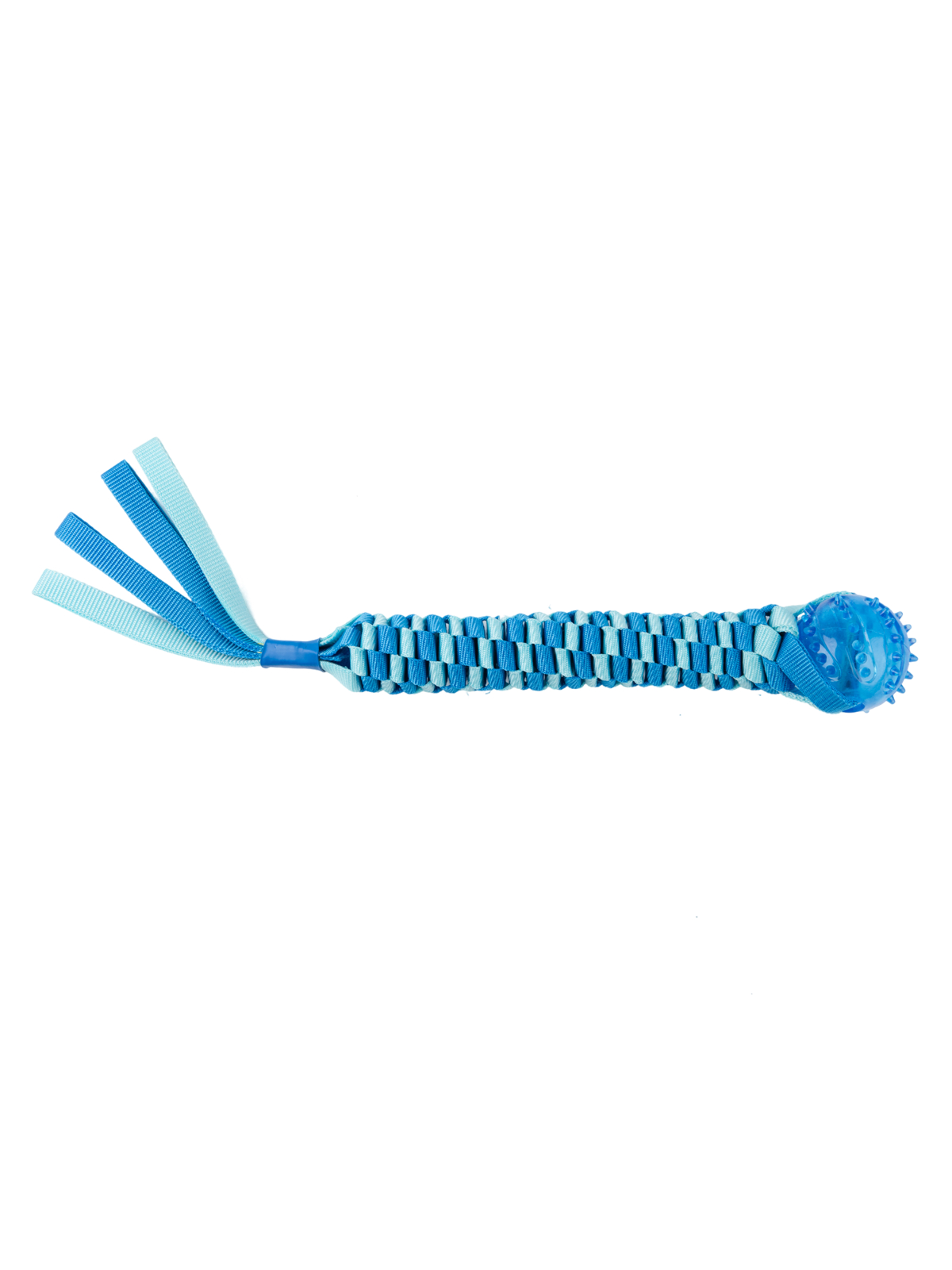 Игрушка Mr.Kranch для собак Плетеный жгут с  резиновым мячом, 13 см голубая