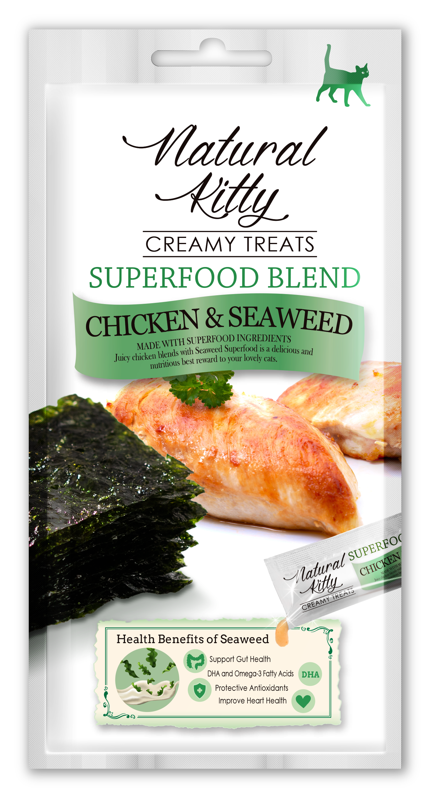 Лакомство Pettric Natural Kitty крем-суп для кошек Курица и морские водоросли, 4х12 гр.