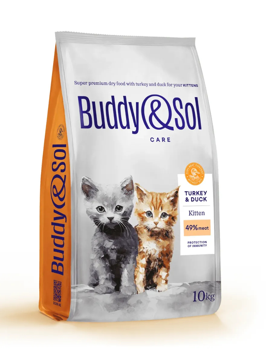 Buddy&Sol Care Сухой корм с индейкой и уткой для котят 10кг