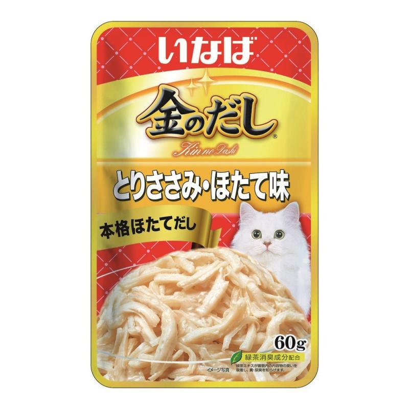 INABA CIAO Kin no dashi Влажный корм для кошек, куриное филе со вкусом морского гребешка,  60г  Инаба RU207