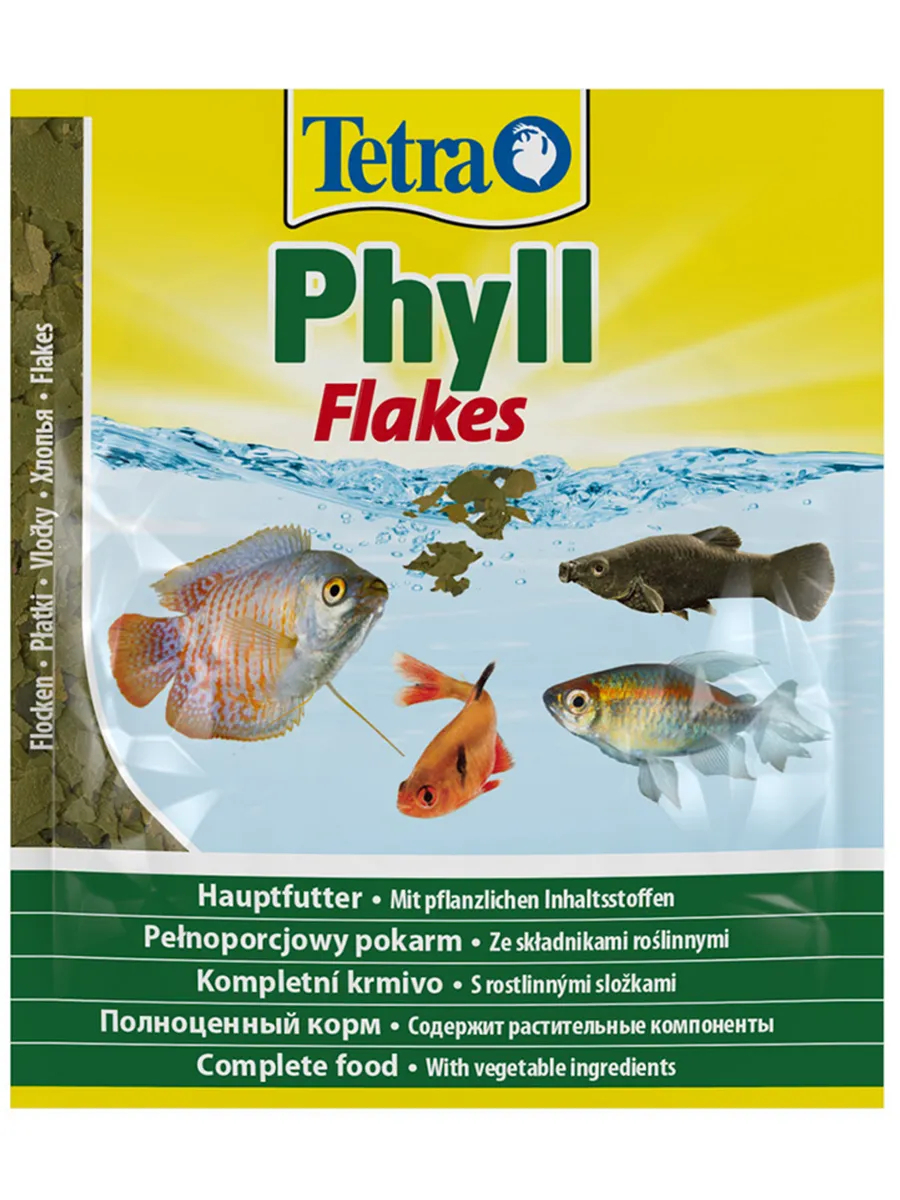 TetraPhyll корм для всех видов рыб растительные хлопья 12 г (sachet)