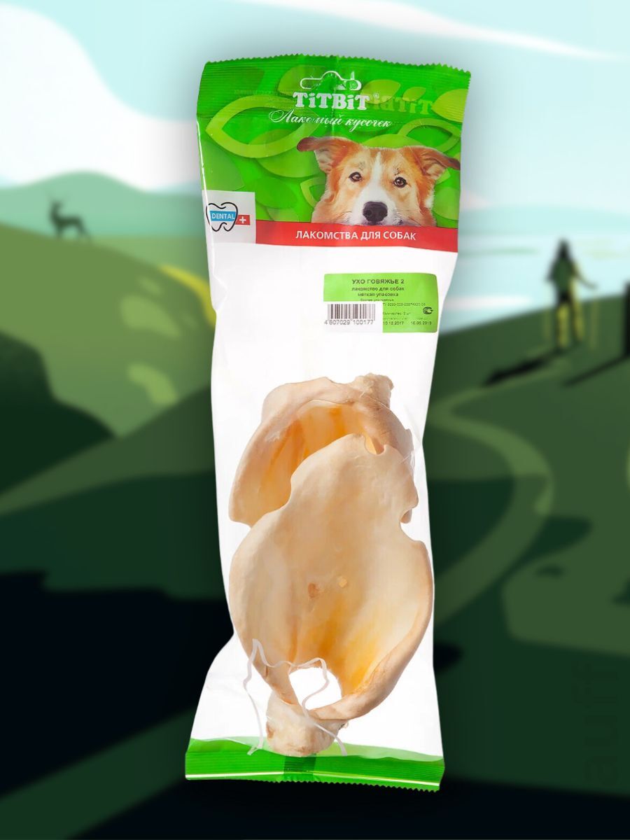 TiTBiT Лакомство Ухо говяжье 2 шт 4607029100177