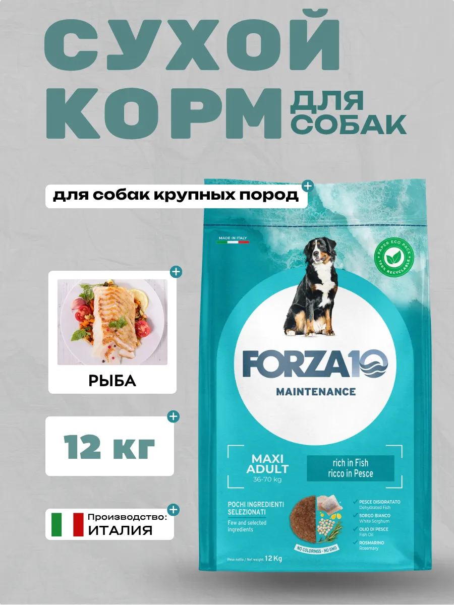 Forza10 Maintenance Maxi Adult Сухой корм для собак крупных пород с треской 12кг