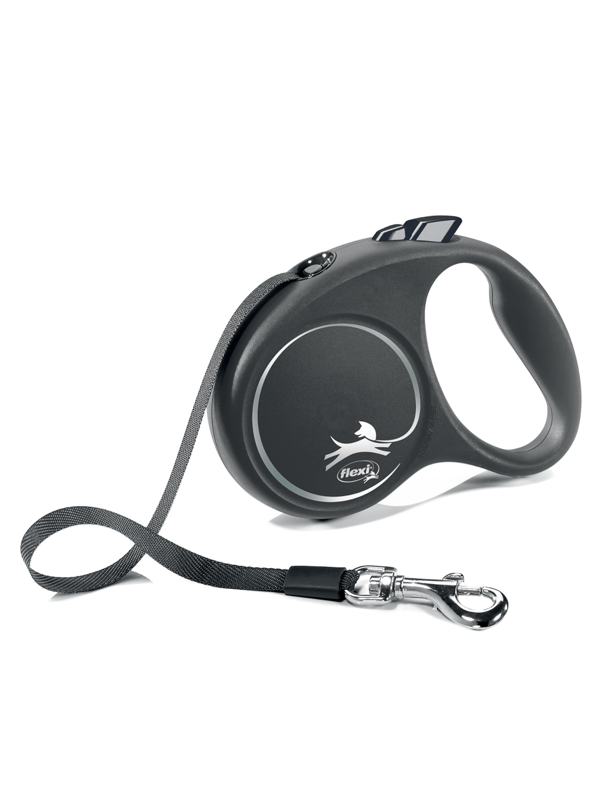 Flexi flexi рулетка Black Design S (до 15 кг) 5 м лента черный/серебро