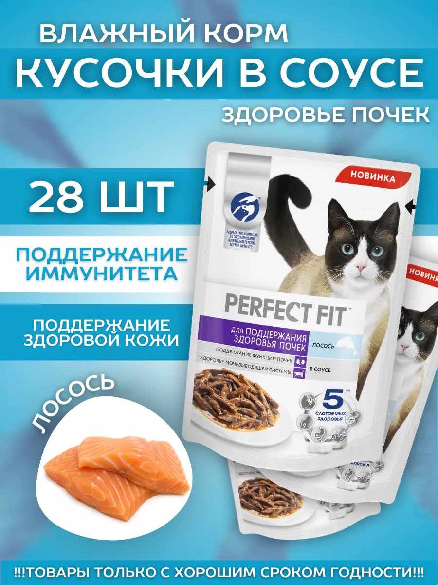 Влажный корм для кошек с лососем здоровье почек 28шт-75гр