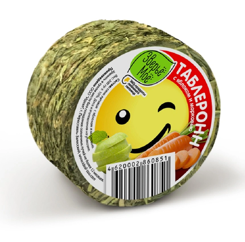 Таблеронн сено луговое ябл.,морк."Зверьё Моё 200гр