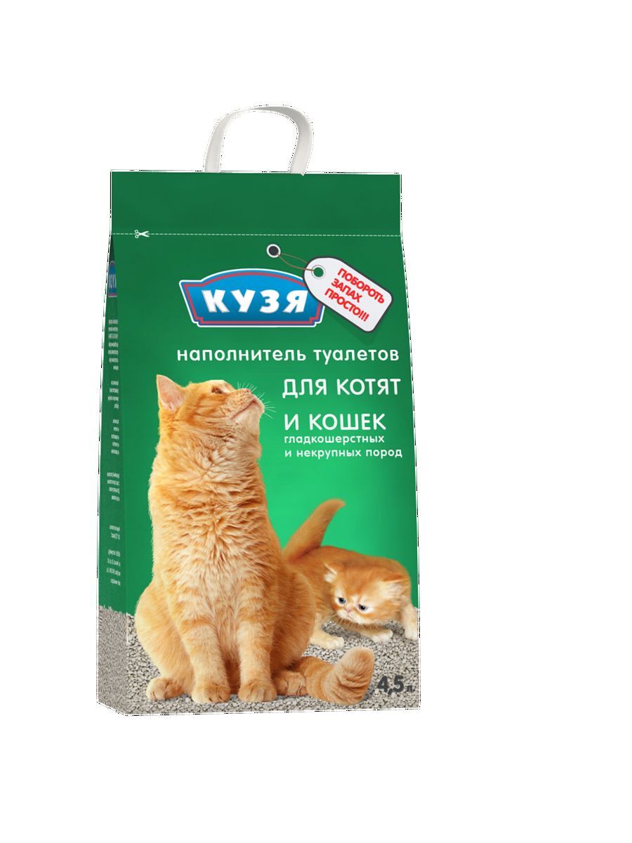 Кузя Наполнитель для кошек и котят комкующийся 4,5л 4607093410028