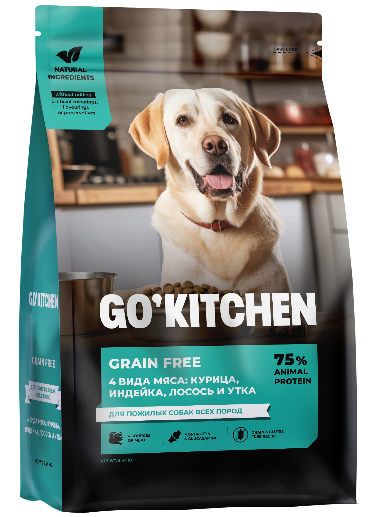 GO'KITCHEN Сухой корм для пожилых собак всех пород с курицей 5,44 кг 4640201677135